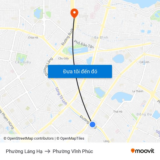 Phường Láng Hạ to Phường Vĩnh Phúc map