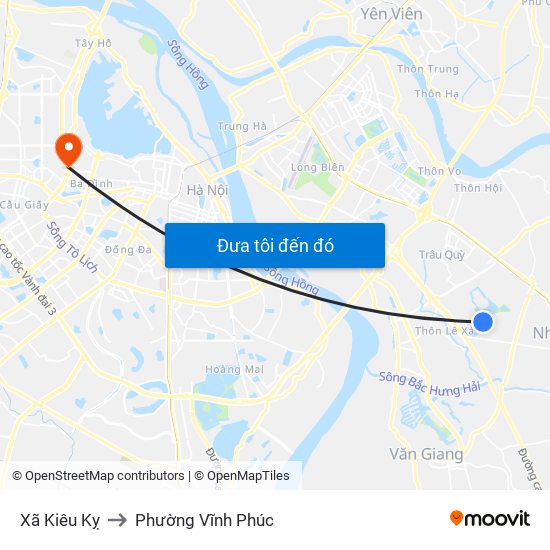 Xã Kiêu Kỵ to Phường Vĩnh Phúc map