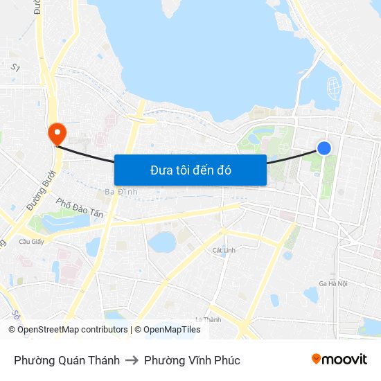 Phường Quán Thánh to Phường Vĩnh Phúc map