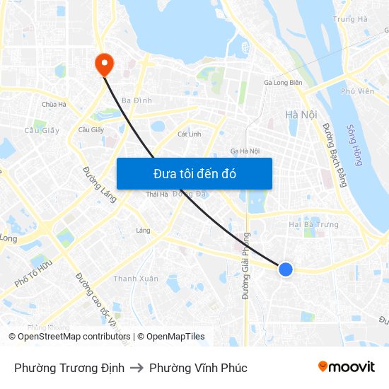 Phường Trương Định to Phường Vĩnh Phúc map