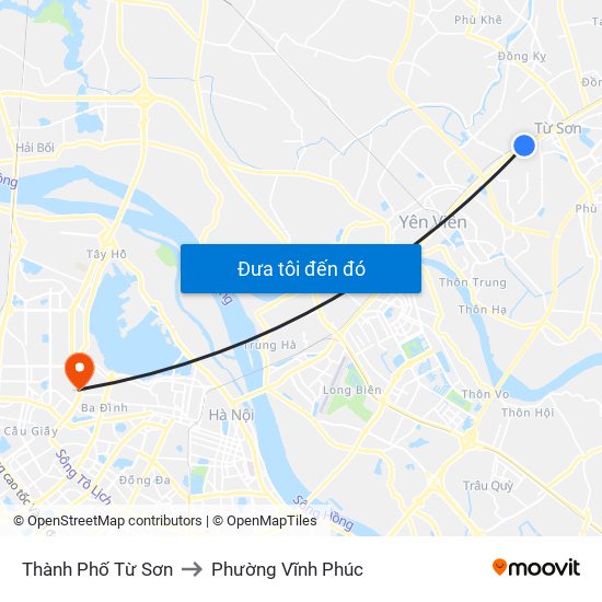 Thành Phố Từ Sơn to Phường Vĩnh Phúc map