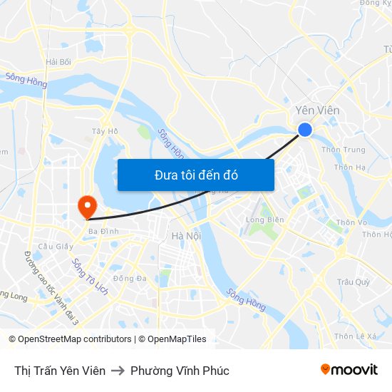 Thị Trấn Yên Viên to Phường Vĩnh Phúc map