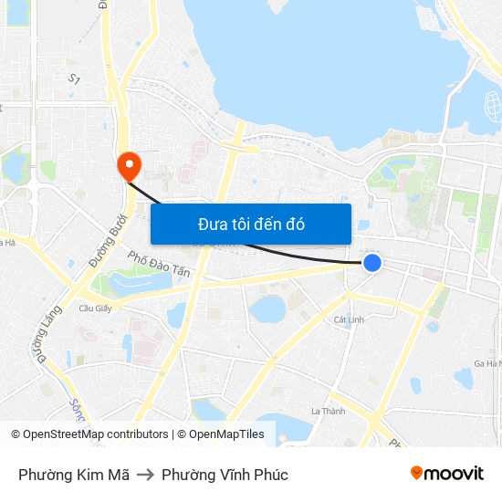 Phường Kim Mã to Phường Vĩnh Phúc map