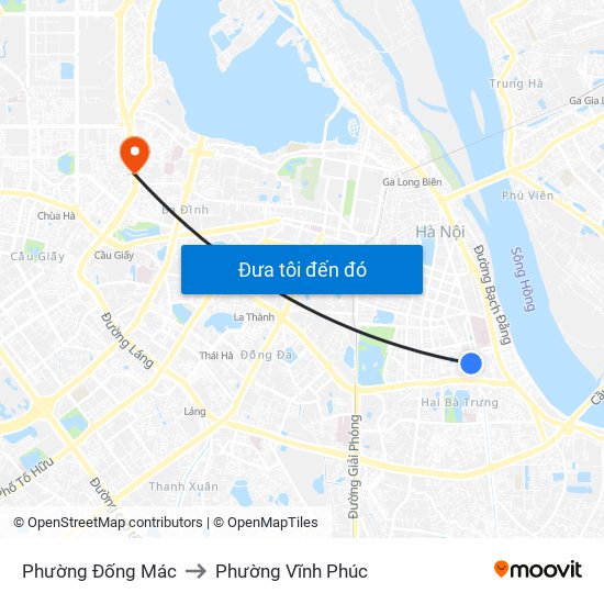 Phường Đống Mác to Phường Vĩnh Phúc map