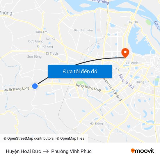 Huyện Hoài Đức to Phường Vĩnh Phúc map