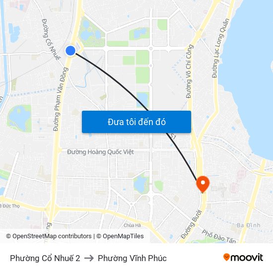 Phường Cổ Nhuế 2 to Phường Vĩnh Phúc map
