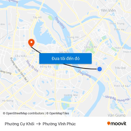 Phường Cự Khối to Phường Vĩnh Phúc map