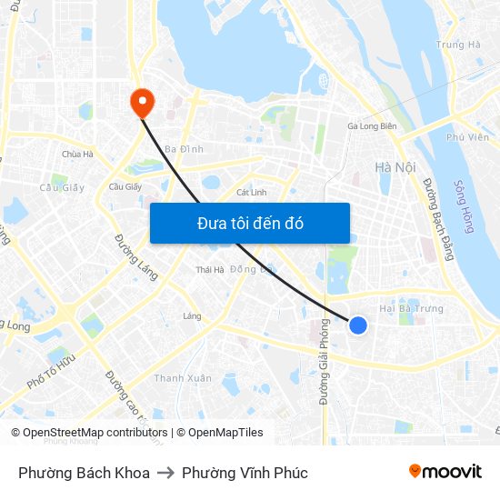 Phường Bách Khoa to Phường Vĩnh Phúc map