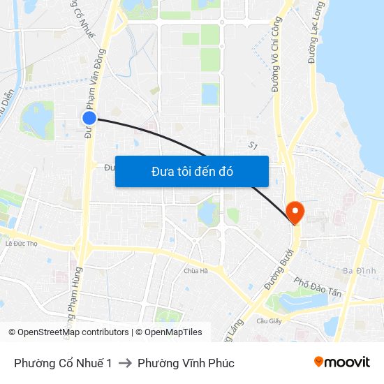 Phường Cổ Nhuế 1 to Phường Vĩnh Phúc map