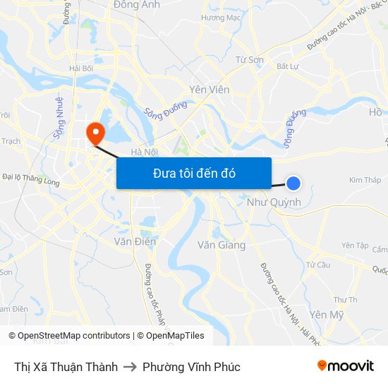 Thị Xã Thuận Thành to Phường Vĩnh Phúc map