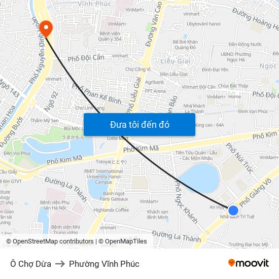 Ô Chợ Dừa to Phường Vĩnh Phúc map