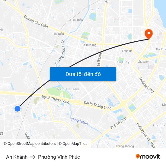 An Khánh to Phường Vĩnh Phúc map