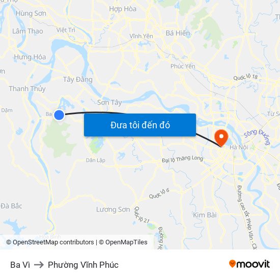 Ba Vì to Phường Vĩnh Phúc map