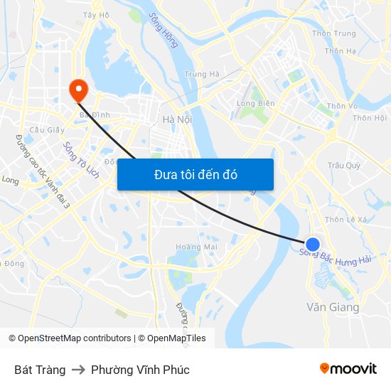 Bát Tràng to Phường Vĩnh Phúc map
