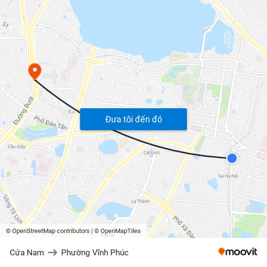 Cửa Nam to Phường Vĩnh Phúc map
