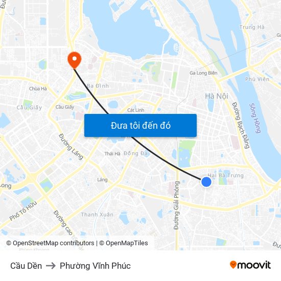 Cầu Dền to Phường Vĩnh Phúc map