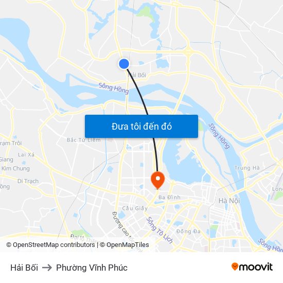 Hải Bối to Phường Vĩnh Phúc map