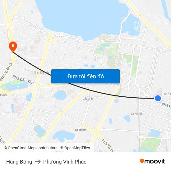 Hàng Bông to Phường Vĩnh Phúc map