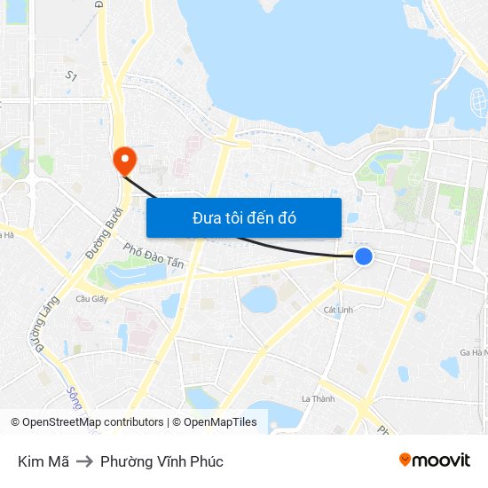 Kim Mã to Phường Vĩnh Phúc map