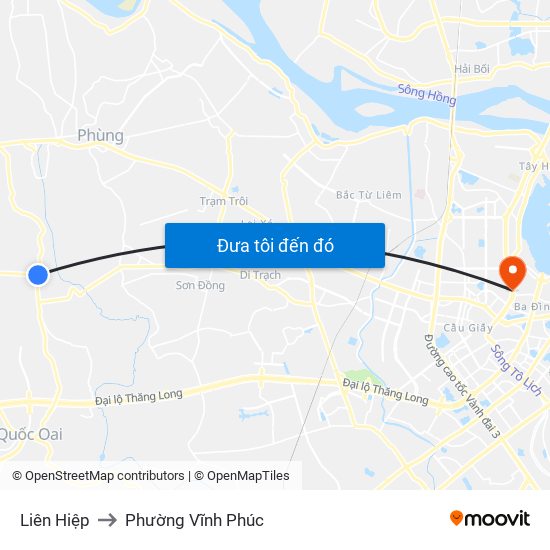 Liên Hiệp to Phường Vĩnh Phúc map