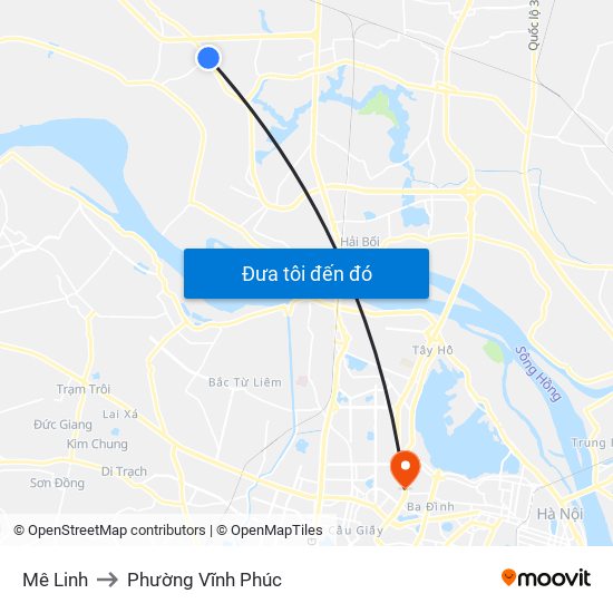 Mê Linh to Phường Vĩnh Phúc map