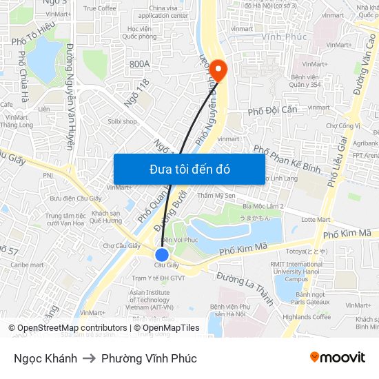 Ngọc Khánh to Phường Vĩnh Phúc map