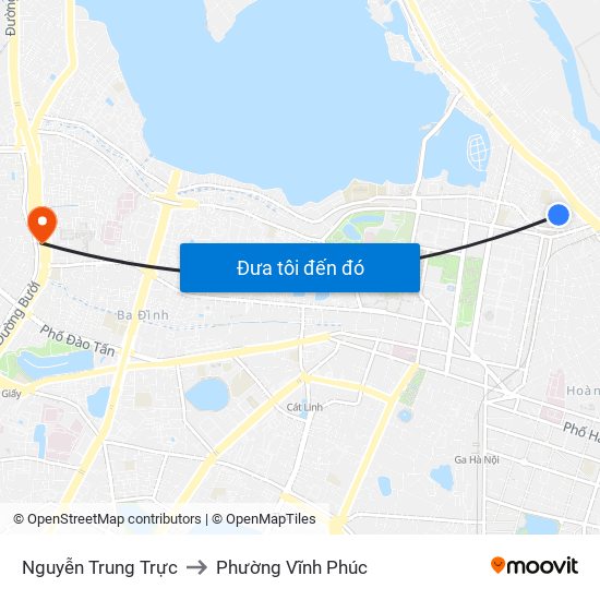 Nguyễn Trung Trực to Phường Vĩnh Phúc map