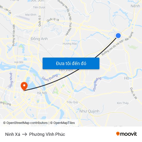 Ninh Xá to Phường Vĩnh Phúc map