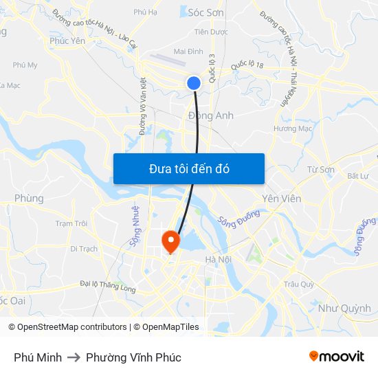 Phú Minh to Phường Vĩnh Phúc map