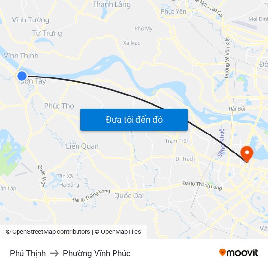 Phú Thịnh to Phường Vĩnh Phúc map