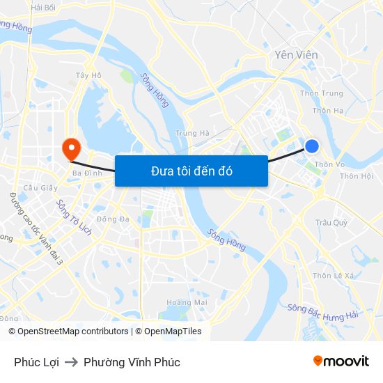 Phúc Lợi to Phường Vĩnh Phúc map