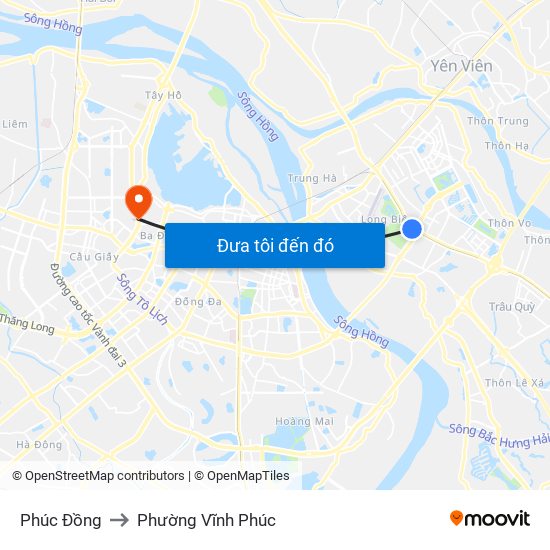 Phúc Đồng to Phường Vĩnh Phúc map
