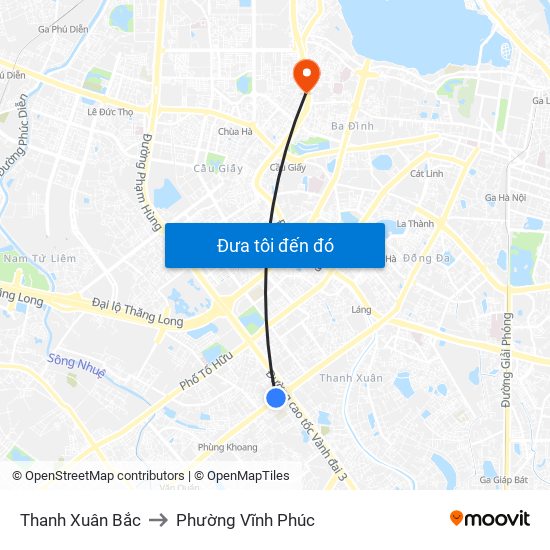 Thanh Xuân Bắc to Phường Vĩnh Phúc map