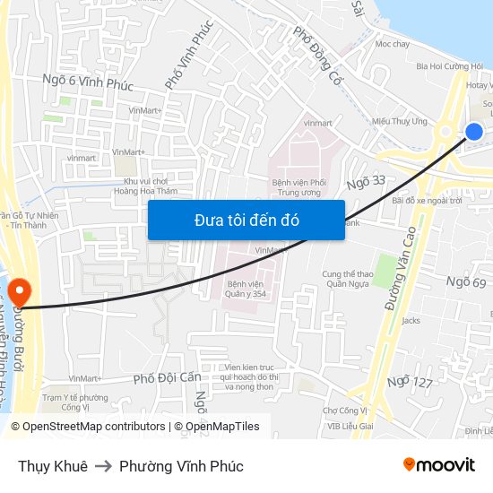 Thụy Khuê to Phường Vĩnh Phúc map