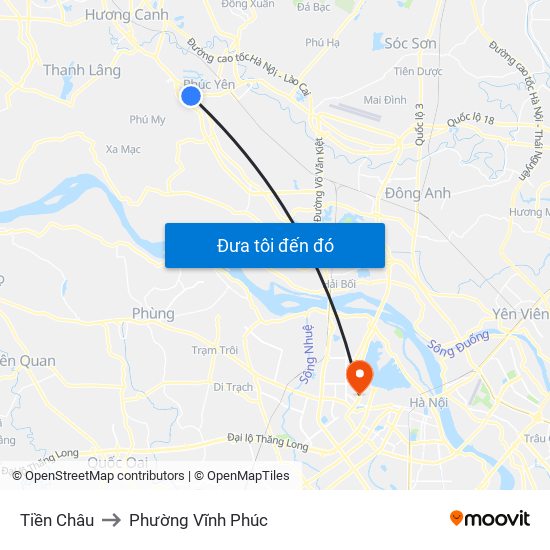 Tiền Châu to Phường Vĩnh Phúc map