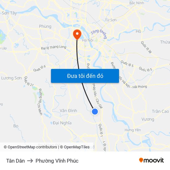 Tân Dân to Phường Vĩnh Phúc map