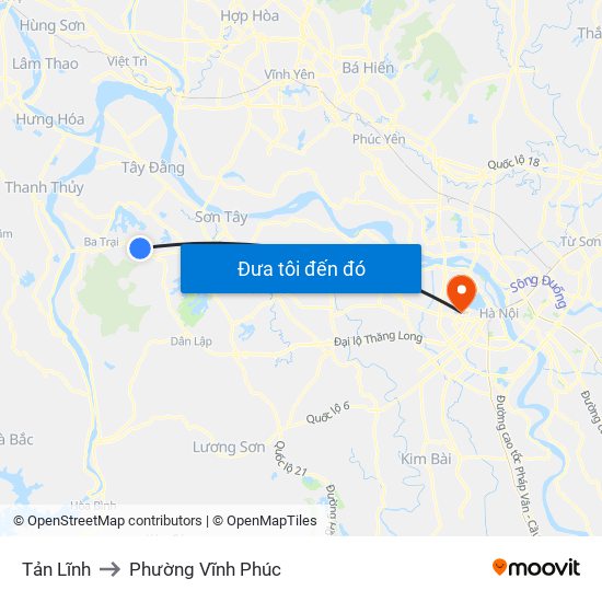 Tản Lĩnh to Phường Vĩnh Phúc map