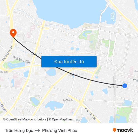 Trần Hưng Đạo to Phường Vĩnh Phúc map