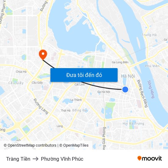 Tràng Tiền to Phường Vĩnh Phúc map