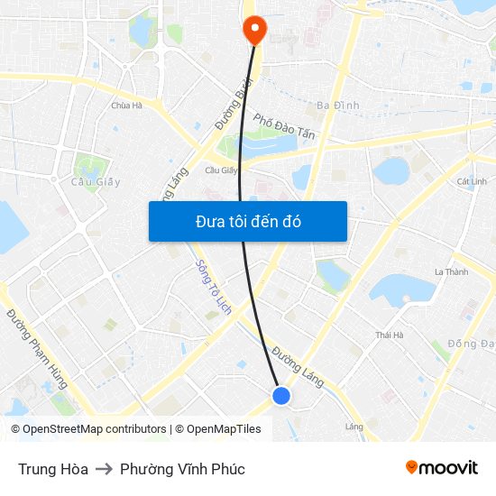 Trung Hòa to Phường Vĩnh Phúc map