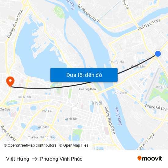 Việt Hưng to Phường Vĩnh Phúc map