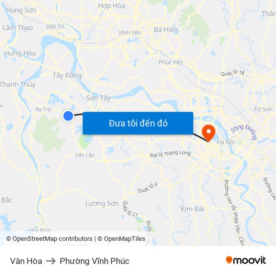 Vân Hòa to Phường Vĩnh Phúc map