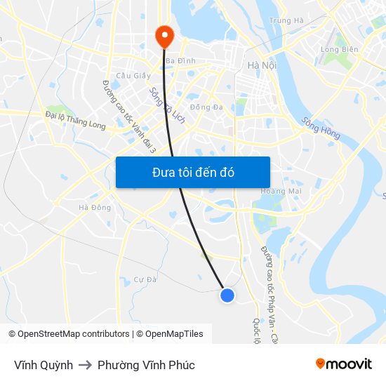 Vĩnh Quỳnh to Phường Vĩnh Phúc map