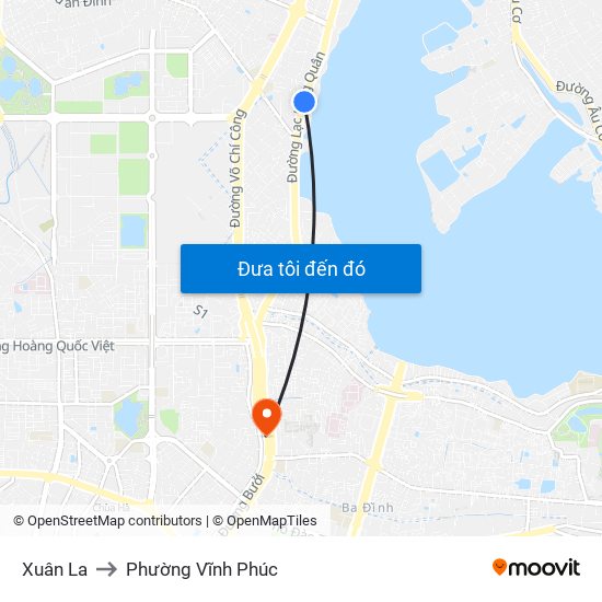Xuân La to Phường Vĩnh Phúc map