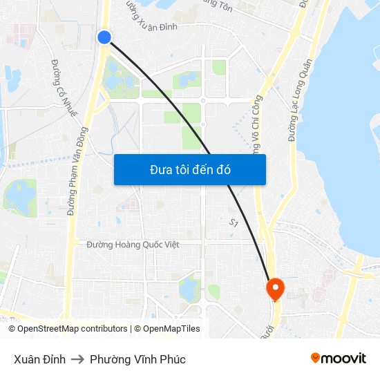 Xuân Đỉnh to Phường Vĩnh Phúc map