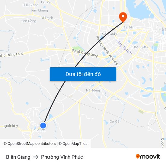 Biên Giang to Phường Vĩnh Phúc map