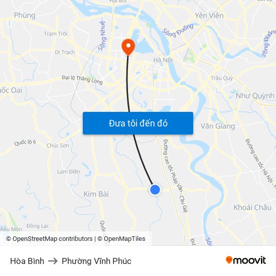 Hòa Bình to Phường Vĩnh Phúc map