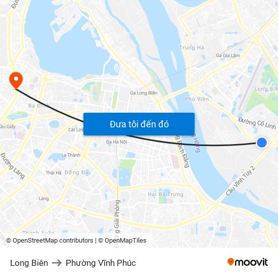 Long Biên to Phường Vĩnh Phúc map