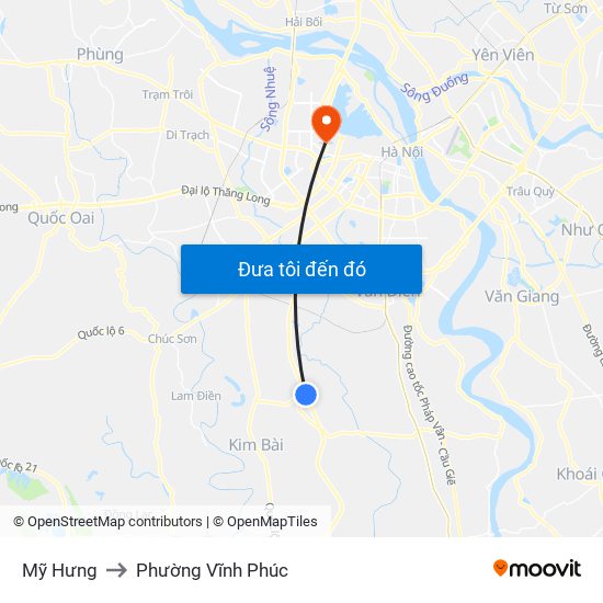 Mỹ Hưng to Phường Vĩnh Phúc map