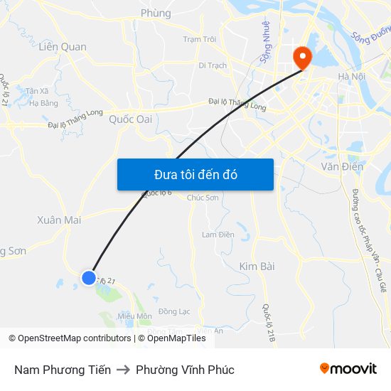 Nam Phương Tiến to Phường Vĩnh Phúc map